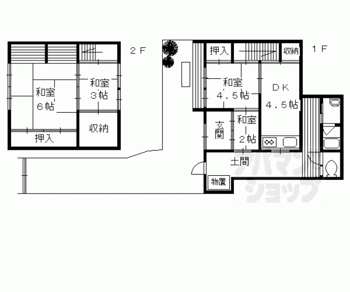 【紫野南舟岡町７４－４貸家】間取