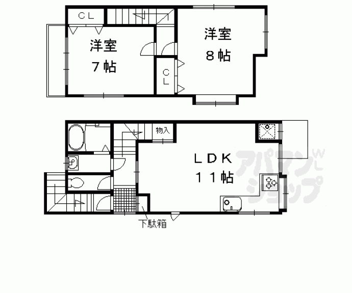 【衣笠高橋町貸家３３】間取