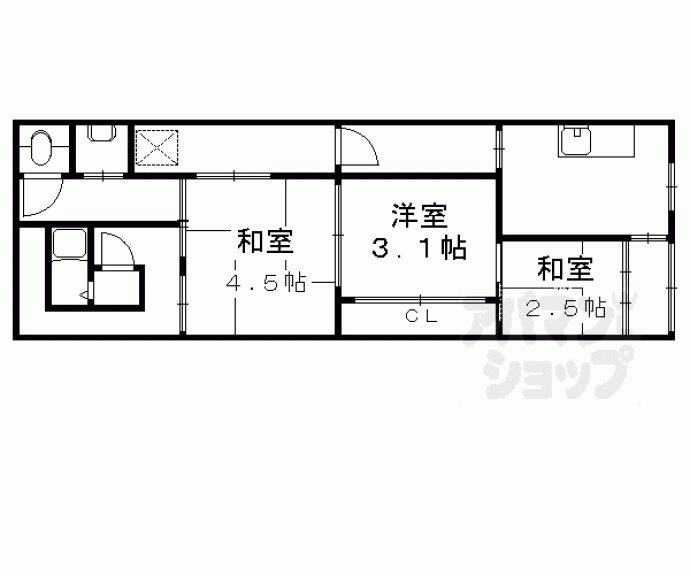【紫野上門前町88貸家】間取