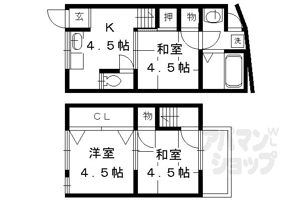 【紫野西土居町１－６４貸家】