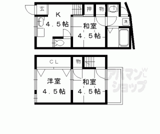 【紫野西土居町１－６４貸家】