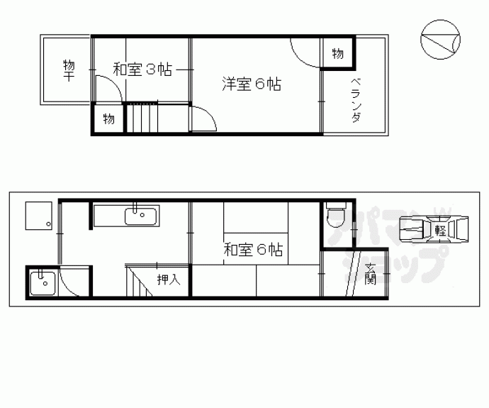 【鷹峯黒門町１２－９貸家】間取