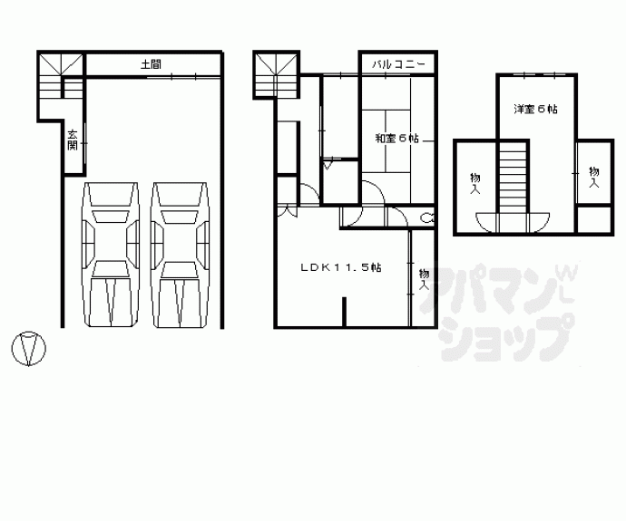 【衣笠西馬場町３９－１貸家】間取
