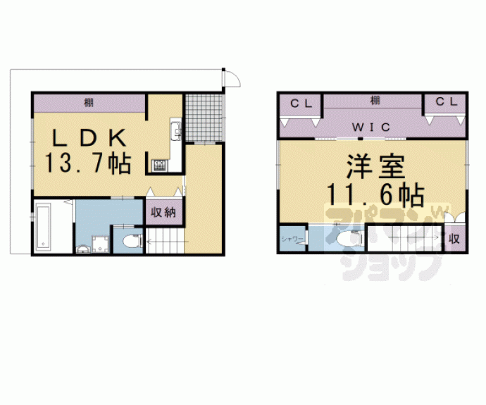 【紫野上築山町３７貸家】間取