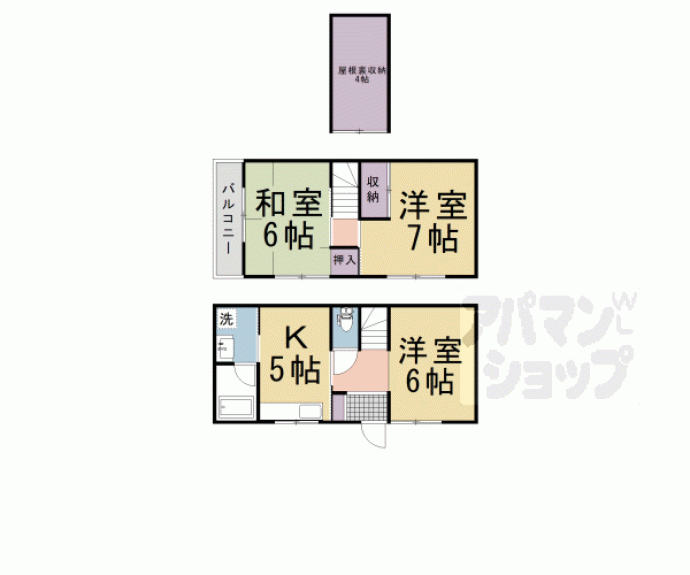 【上賀茂朝露ヶ原町１ー１９貸家】間取