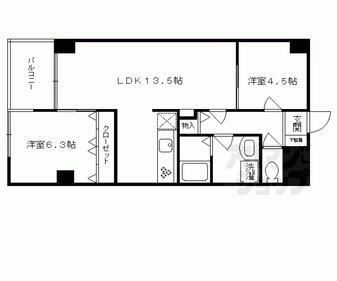 【シンフォニー四条河原町】間取