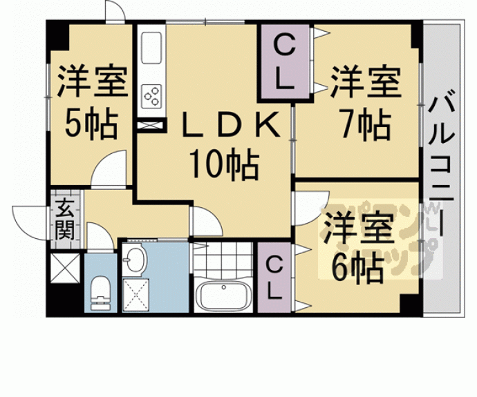 【パインフィールド二条城】間取