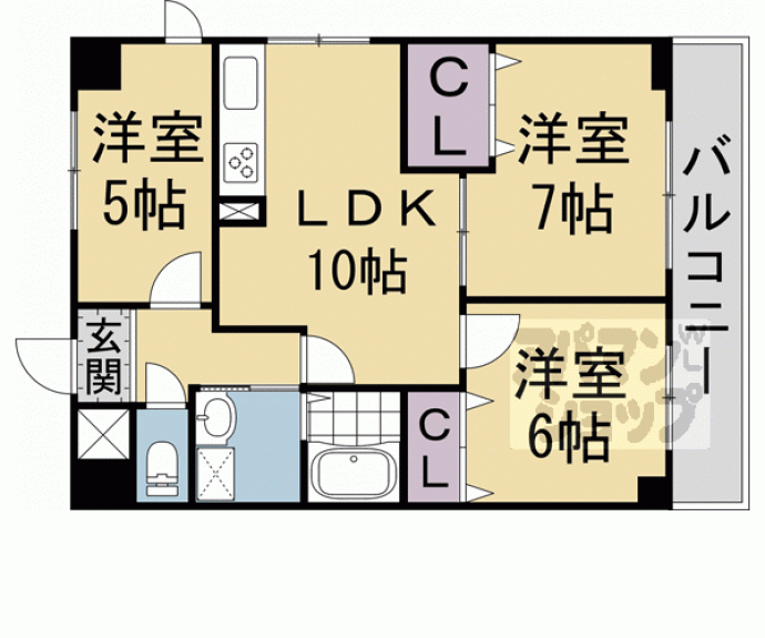 【パインフィールド二条城】間取
