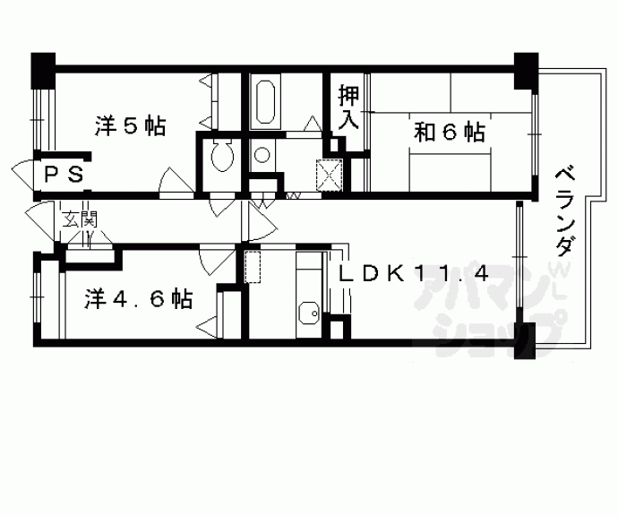 【ヴィルヌーブ堀川五条】間取