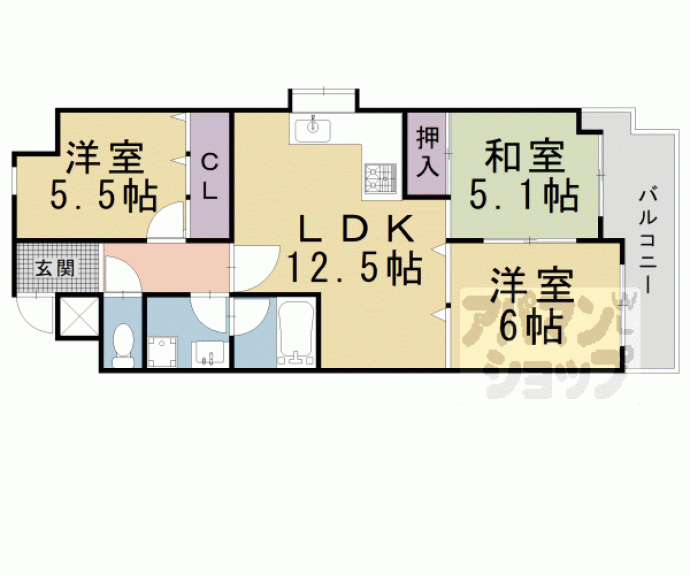 【フロイデン北大路】間取
