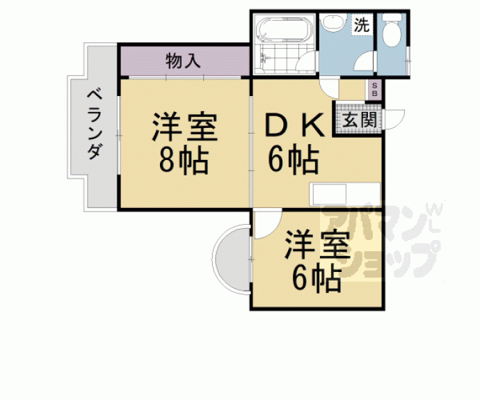 【サンハイツ小栗栖Ⅱ】間取