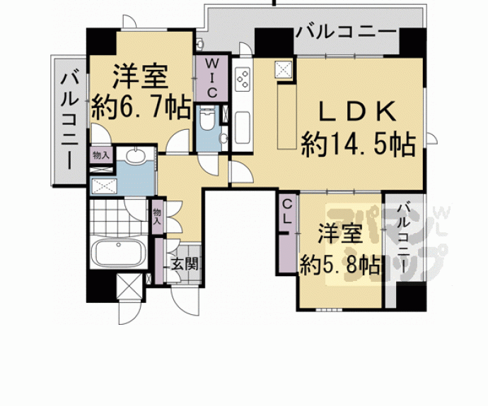 【ダイナシティ二条城前】間取