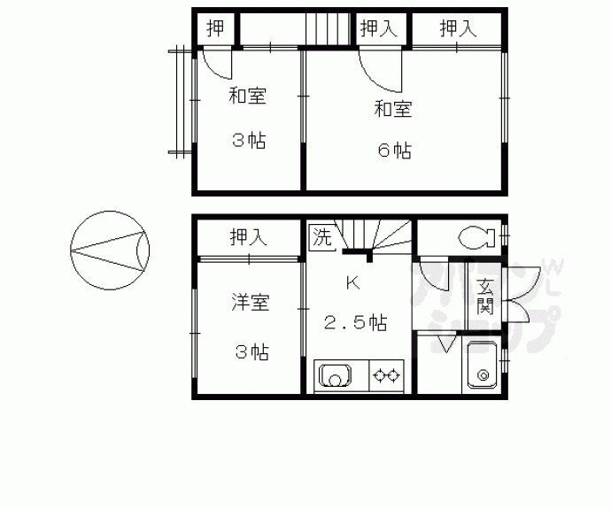 【上鳥羽南中ノ坪町貸家】間取