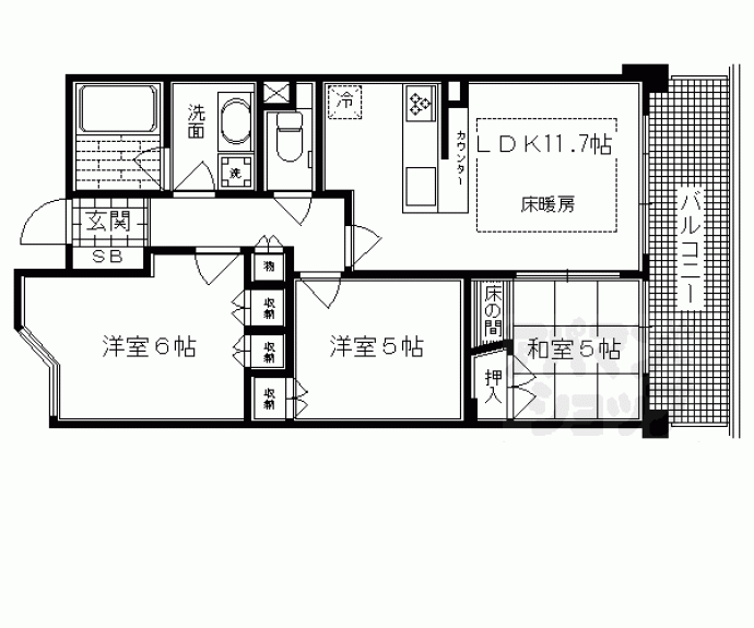 【イーグルコート三条京阪】間取