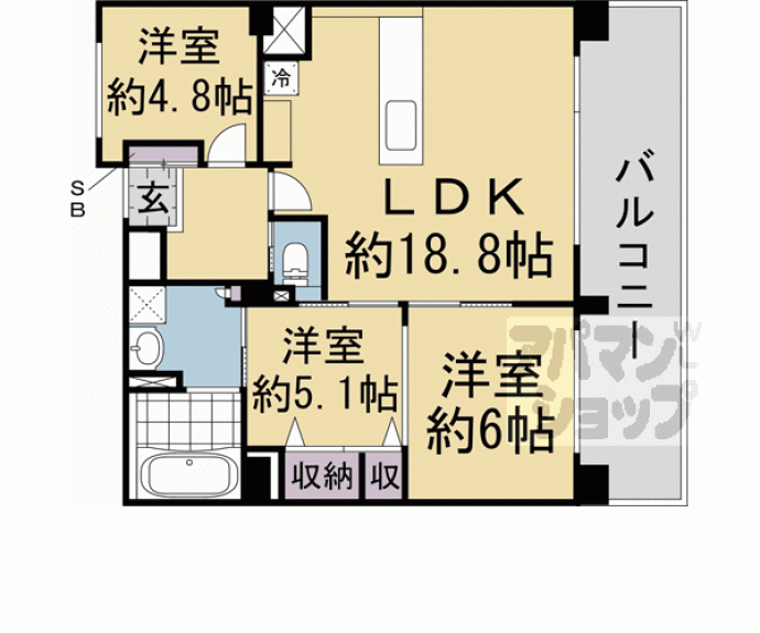 【ライオンズマンション京都三条】間取