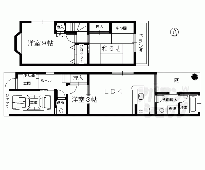 【浦田氏聚楽廻西町貸家】間取