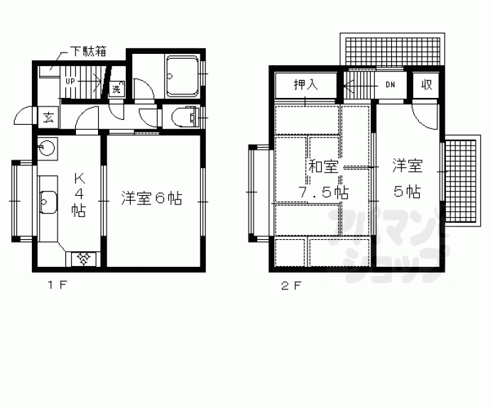 【吉田神楽岡町貸家１５３－２２】間取