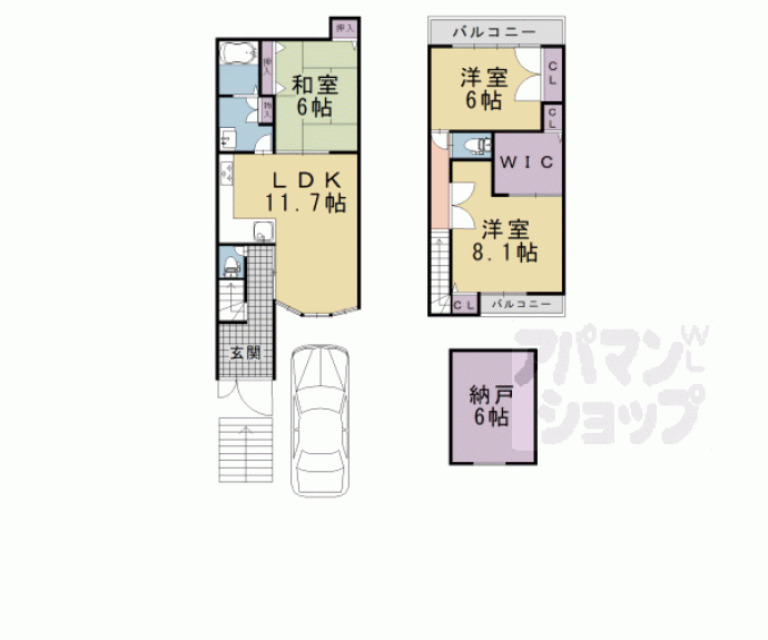 【鹿ケ谷桜谷町貸家】間取