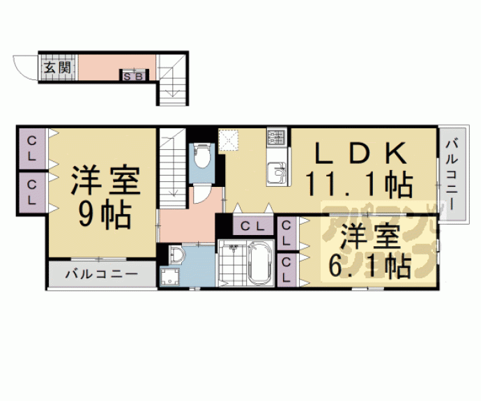 【上高野薩田町マンション】間取