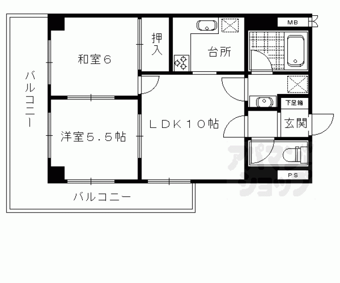 【ライオンズマンション京都河原町第２】間取