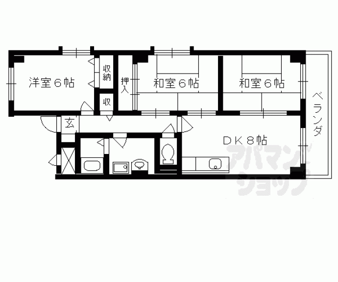 【ロイヤルコーポ洛南】間取