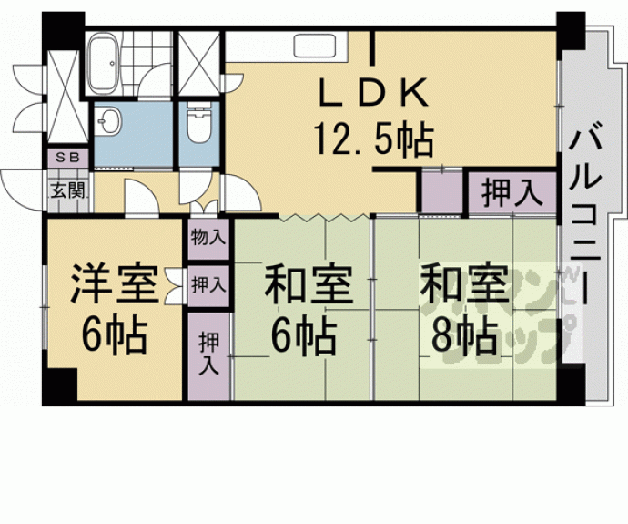 【向島ニュータウン　３街区　Ｂ棟】間取