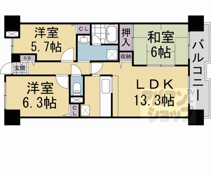 【パデシオン宇治三室戸　Ⅱ番館】間取