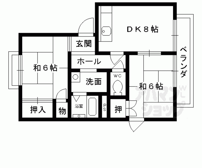 【タウニーオオハタ B棟】間取