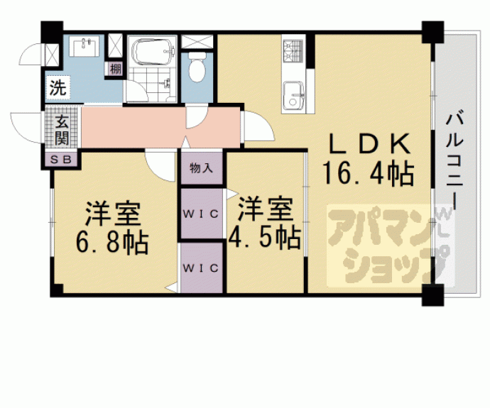 【ピュアコート六地蔵】間取