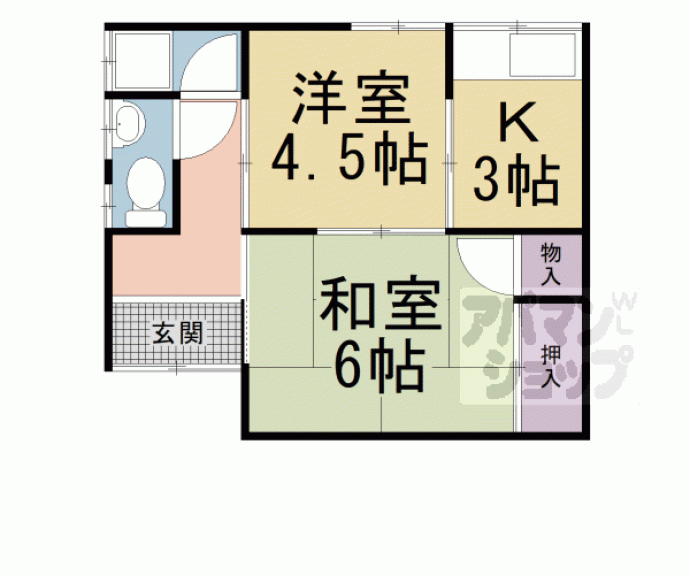 【五ケ庄二番割貸家】間取