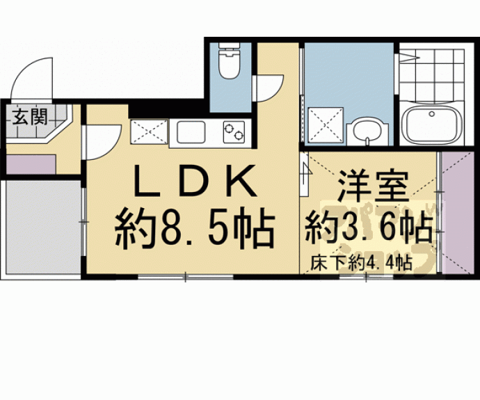 【ハーモニーテラス深草下川原町Ⅱ】間取