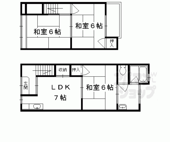 【小松原北町５４－９貸家】間取