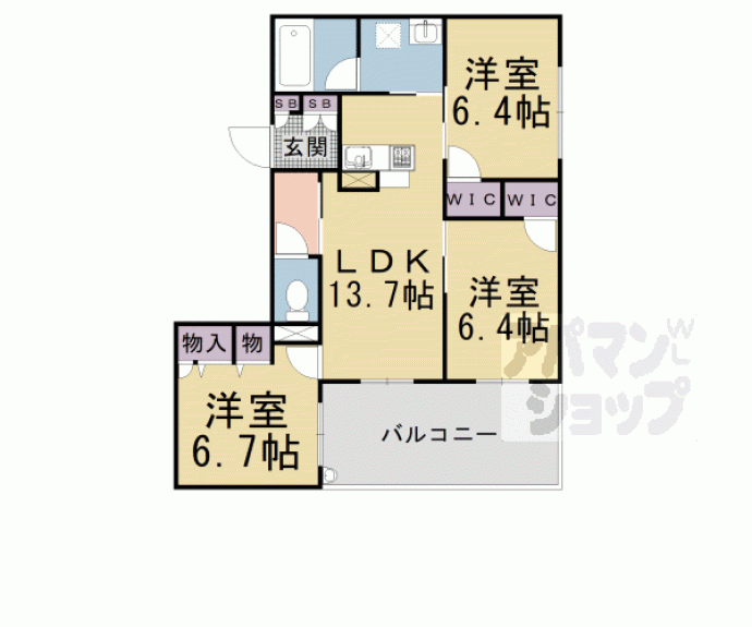 【グリシーヌ御所西Ⅱ】間取