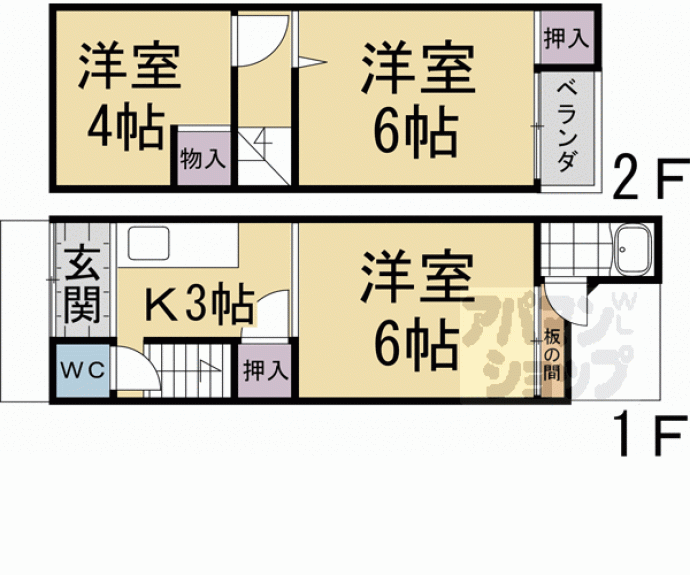 【深草泓ノ壺町貸家】間取