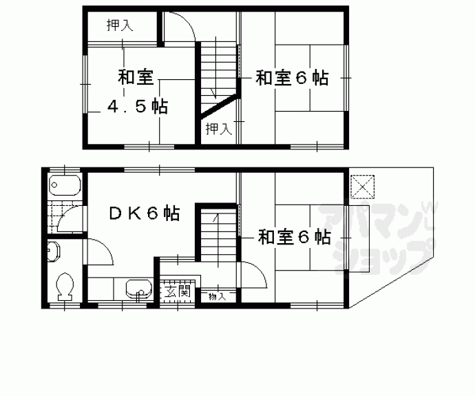 【横大路下三栖山殿貸家】間取