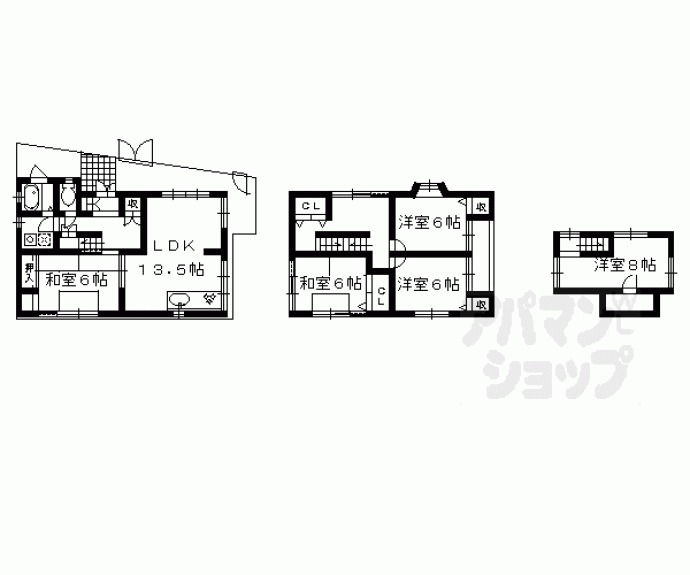 【深草六反田町1-1貸家】間取