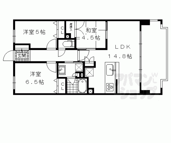 【レ・ジェイド伏見中書島】間取
