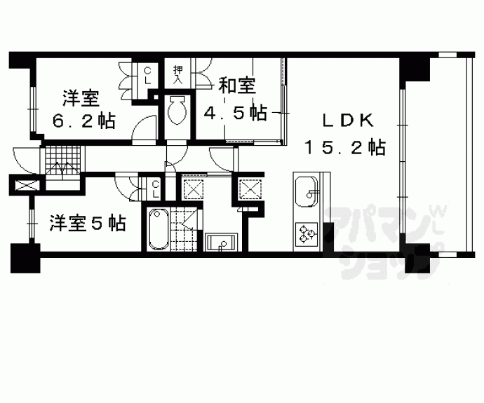 【ライオンズ伏見桃山指月城】間取