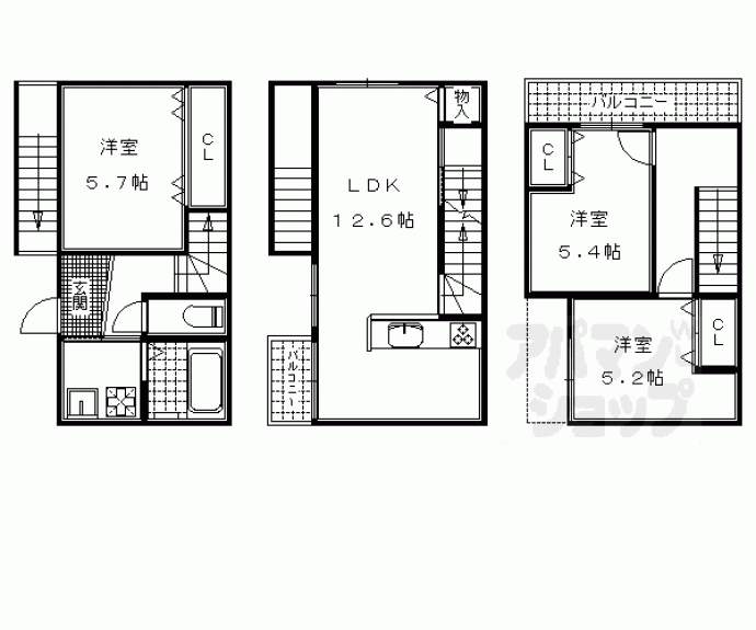 【ハウスアップＦ深草】間取
