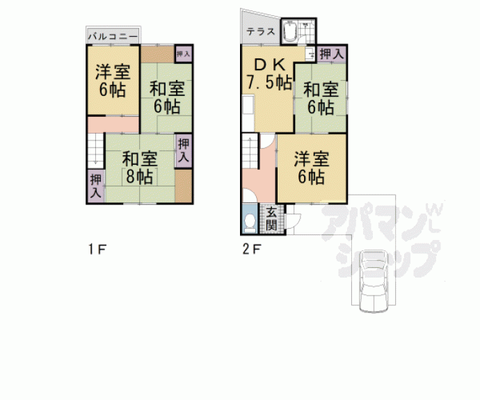 【深草大亀谷西久宝寺町貸家】間取