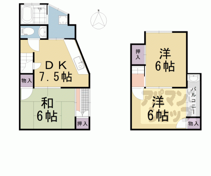 【桃山町泰長老貸家】間取