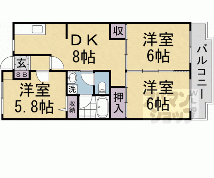 【サンク・メルベーユ並河】間取