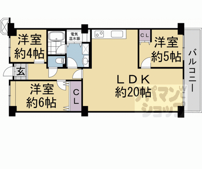 【コトーハイツ伏見稲荷　Ｃ棟】間取