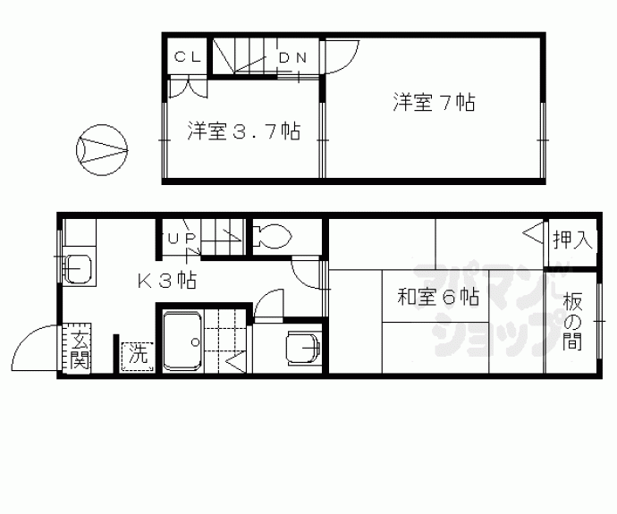 【東山三条今道町貸家】間取
