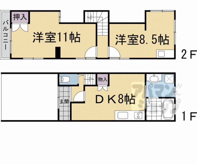 【修学院中林町貸家】間取