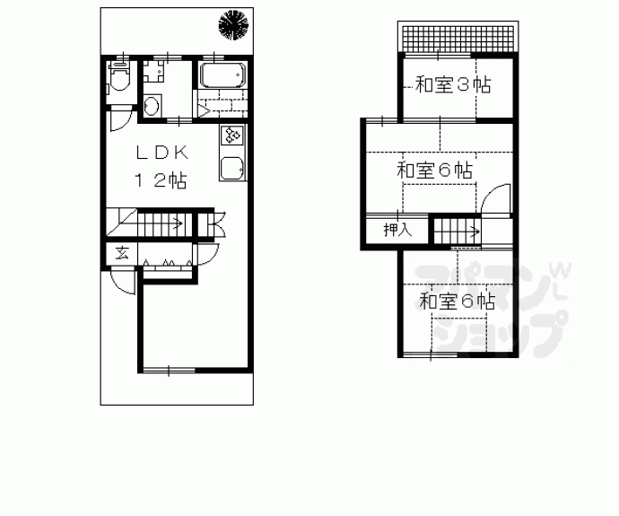 【下鴨宮崎町貸家５９－１２４】間取