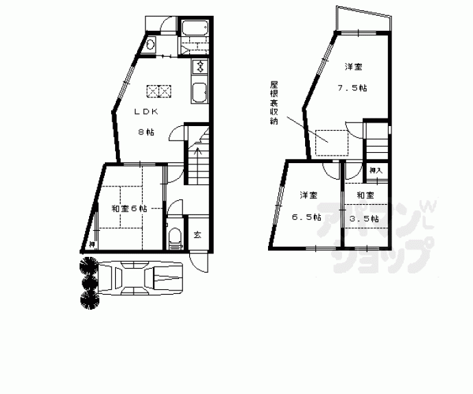 【修学院薬師堂町貸家２０－１１】間取