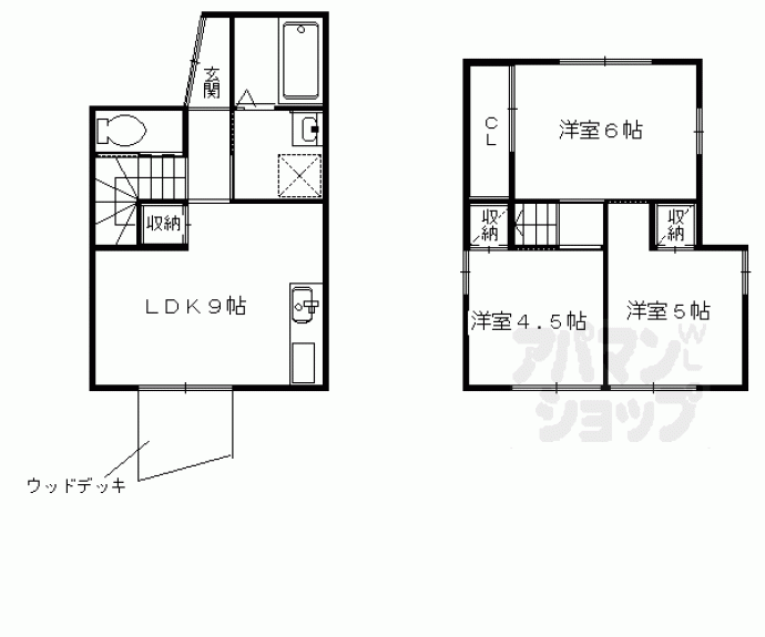 【寺戸町大牧貸家１－２５３】間取