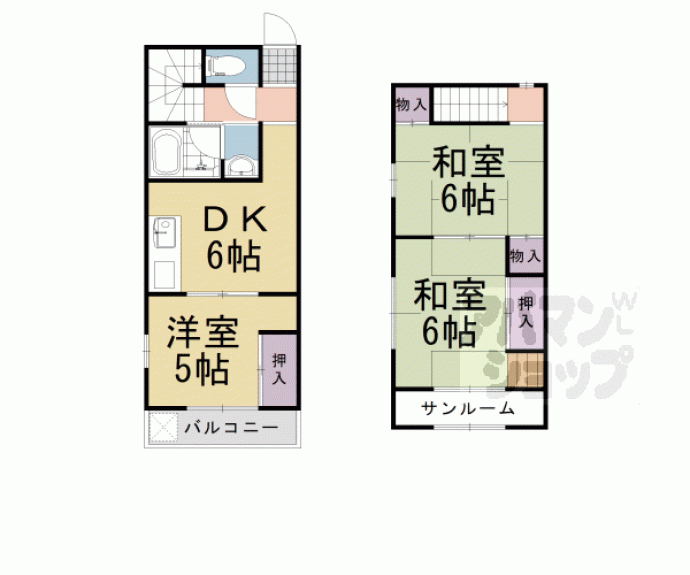 【大山崎傍示木テラスハウス８－１９】間取
