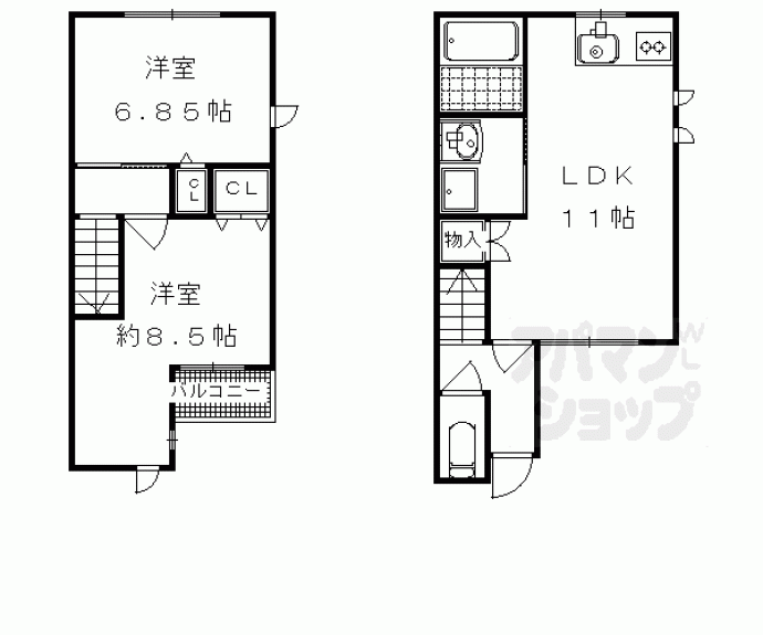 【ＷＥＬＬ長岡京（テラスハウス）】間取